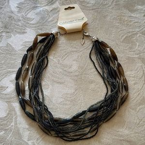 Coldwater Creek Necklace. Black and Gray-tone beads. NWT